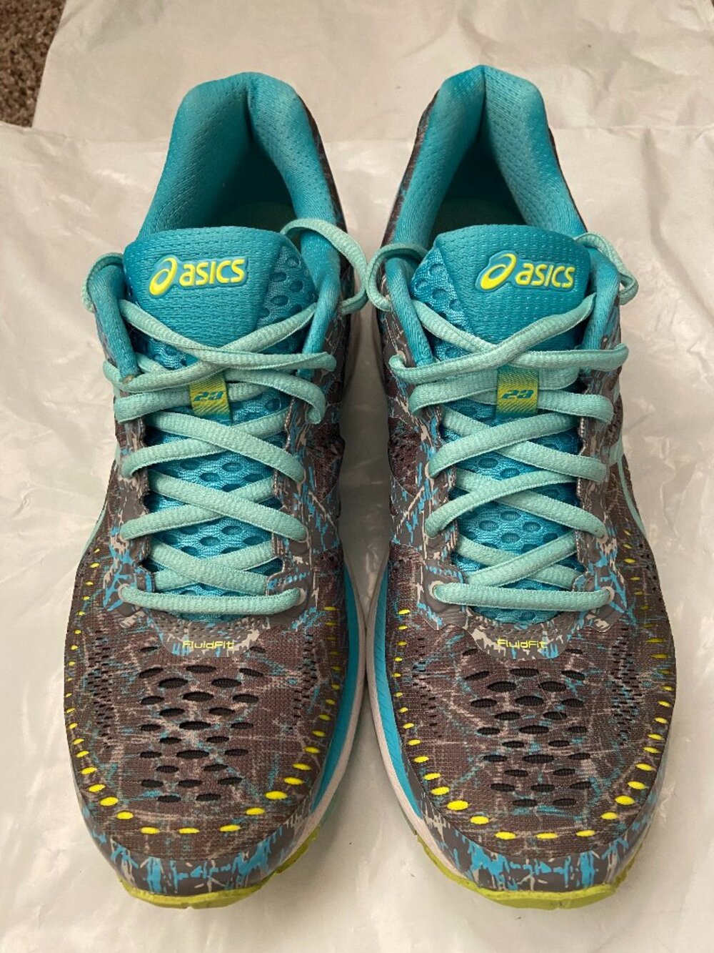 Women's Asics Gel Kayano 23 Running Shoes - Dark Gray/Aqua - Size 8.5M